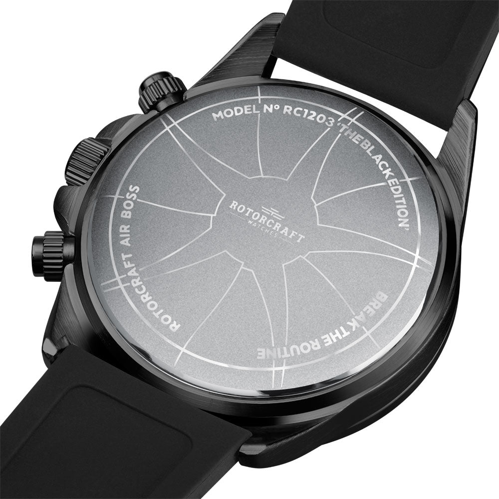 Rotorcraft Air Boss RC1203 Multifunction Dual time watch back